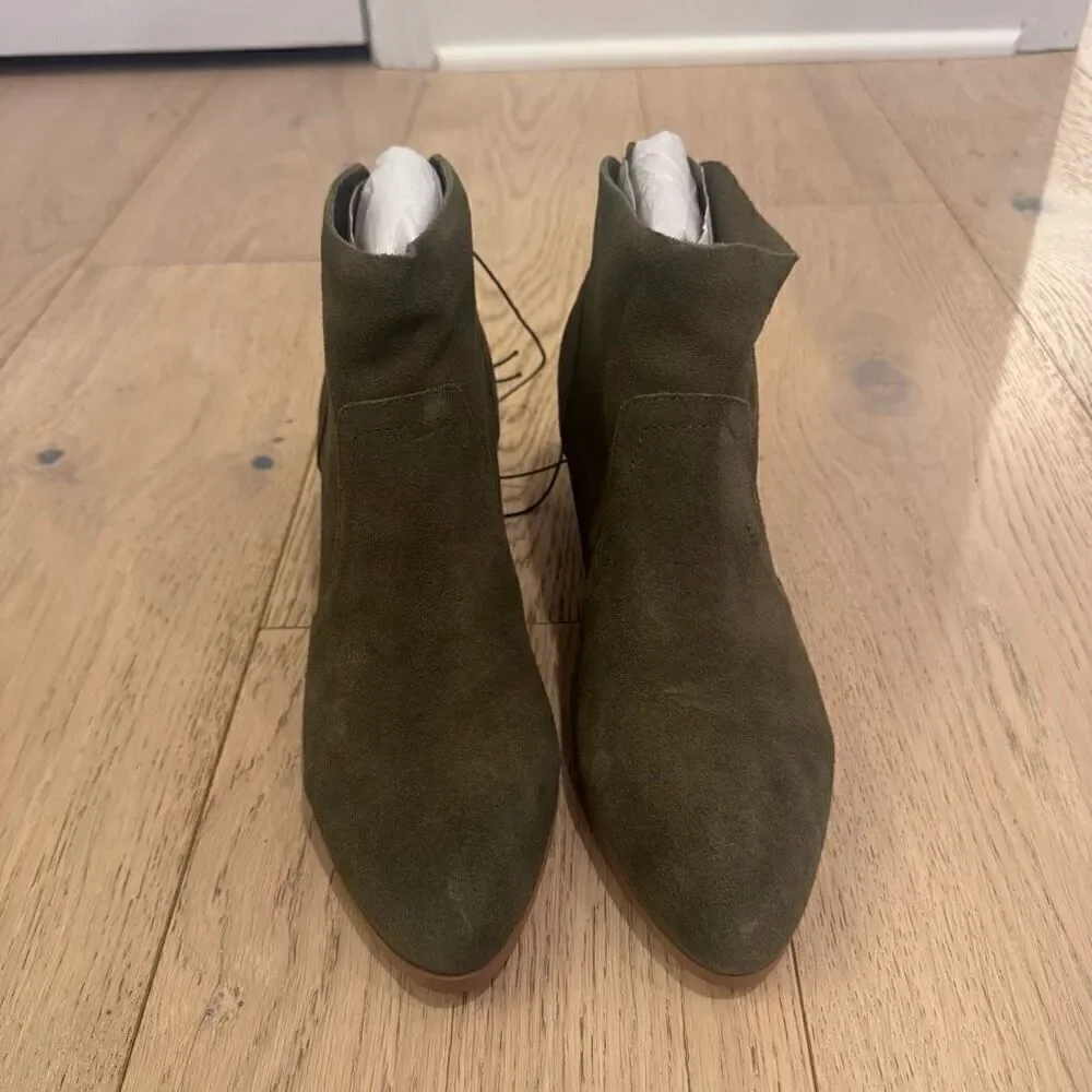 Violet & Red Womens Shoes Cupid Boots Sz 8 Olive Green Suede Leather Heeled New